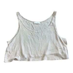 Sablyn Cream Ribbed Cotton Cashmere Crop Tank Top M
